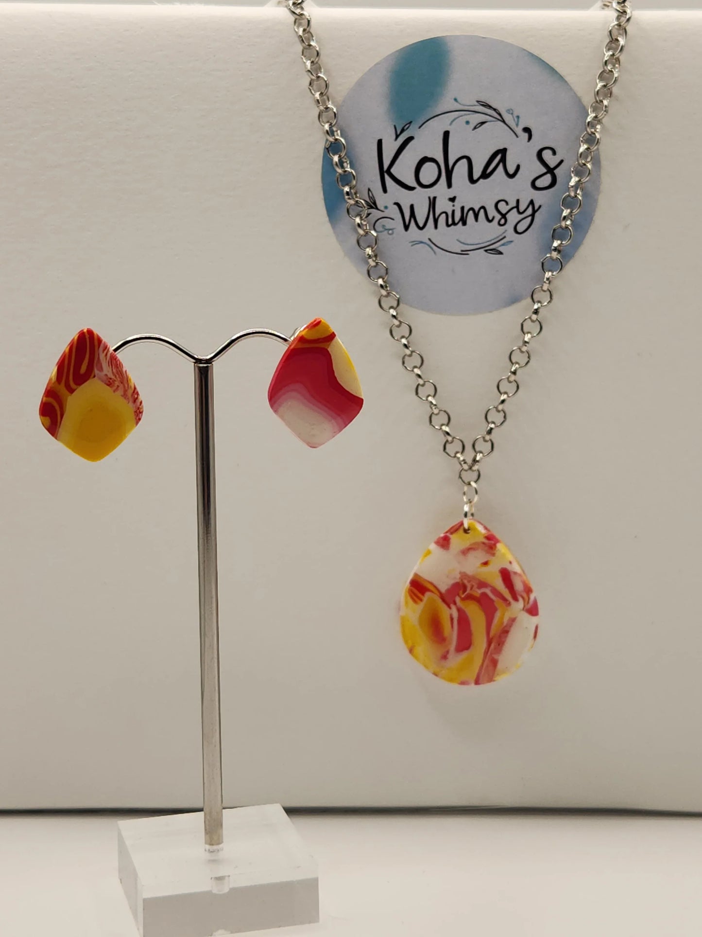 Handmade polymer clay Jewellery Set - Raspberry Lemonade Jewellery Set