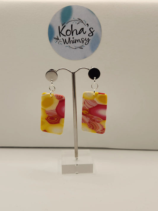 Handmade polymer clay Earrings - Raspberry Lemonade Large Stud Earrings