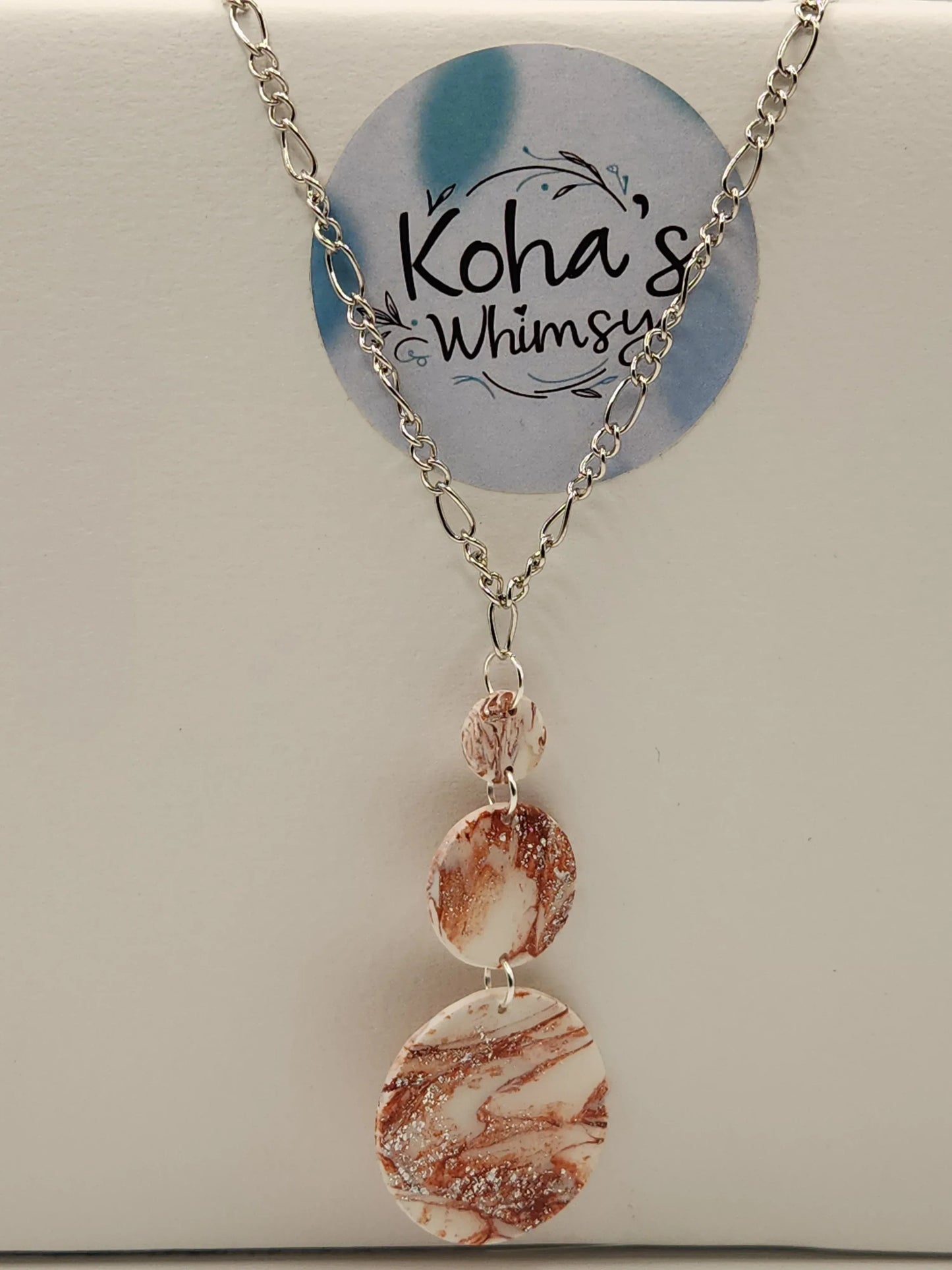 Handmade polymer clay Jewellery Set - Copper Howlite Jewellery Set - Rectangle & Circle Studs with Triple Circle Pendant