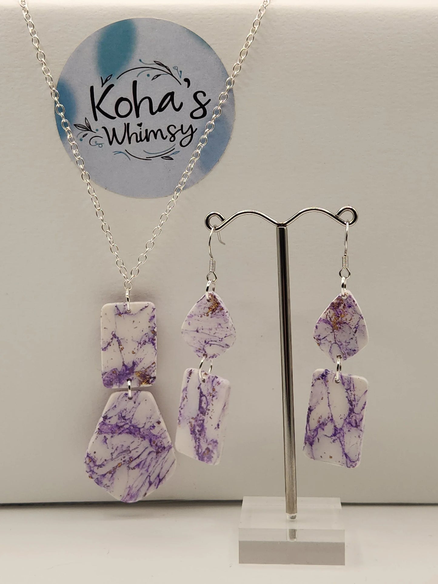 Handmade polymer clay Jewellery Set - Violet Howlite Jewellery Set