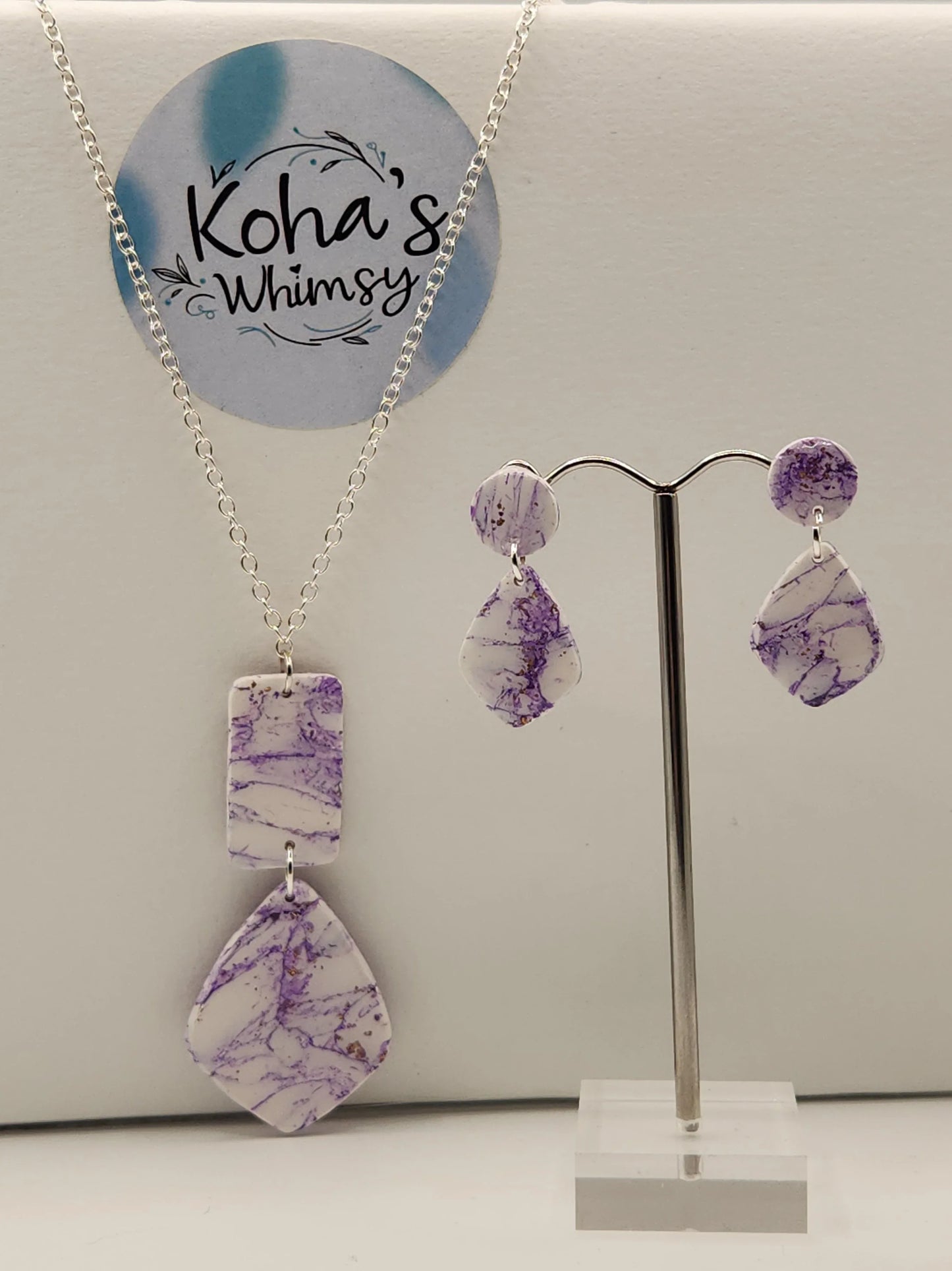 Handmade polymer clay Jewellery Set - Violet Howlite Jewellery Set