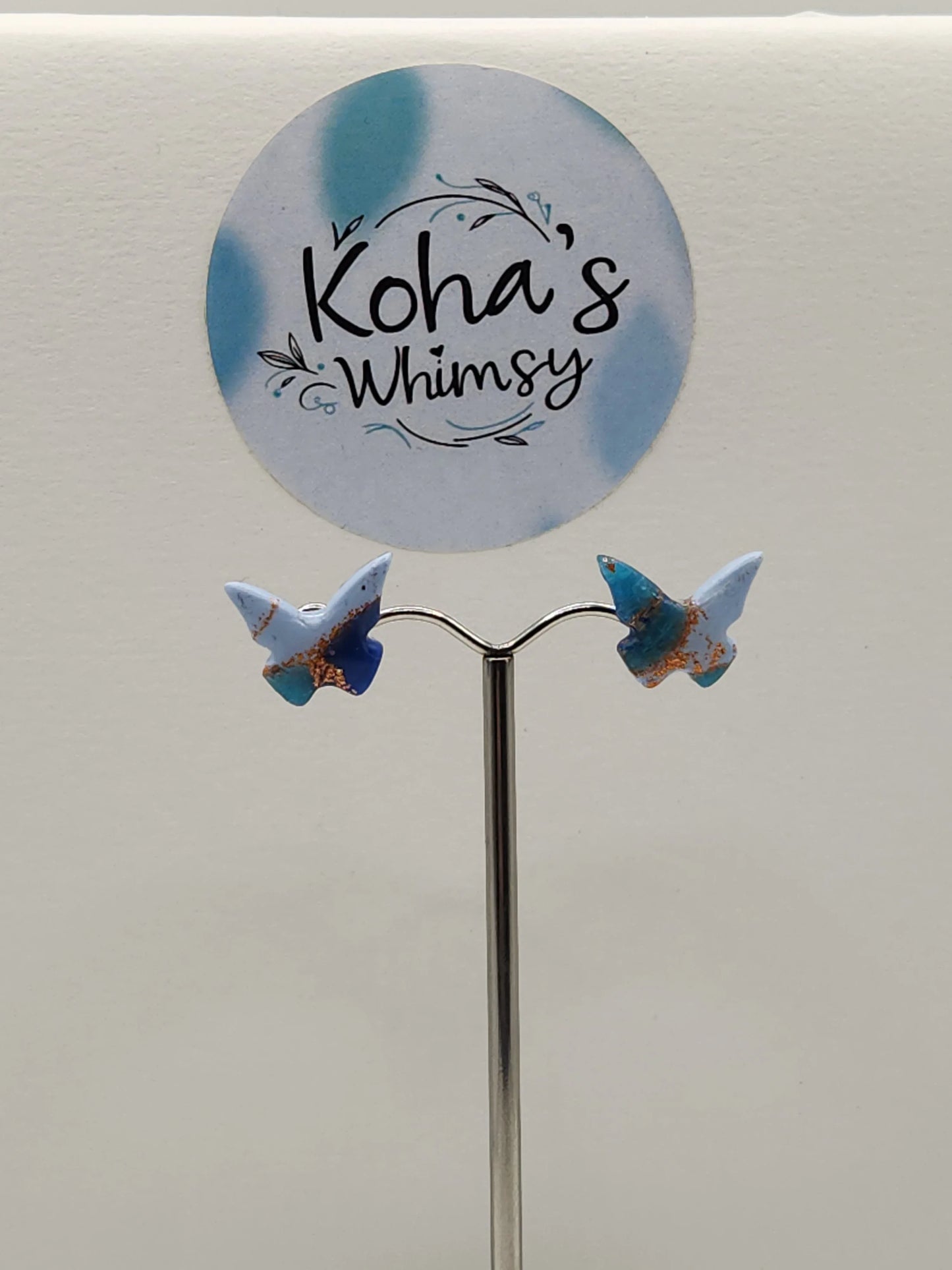 Handmade polymer clay Earrings - Ocean Vibes Small Butterfly Stud Earrings