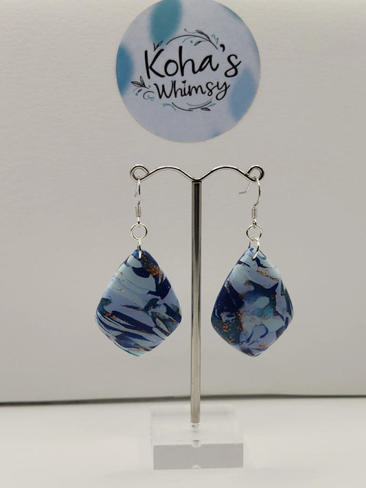 Handmade polymer clay Earrings - Ocean Vibes Large Drop Diamond Dangle Earrings