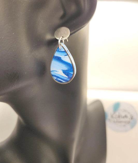 Shades of Blue Dangle Stud Earrings