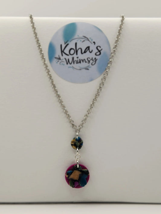 Handmade polymer clay Necklace - Rainbow Fish Blossom Pendant