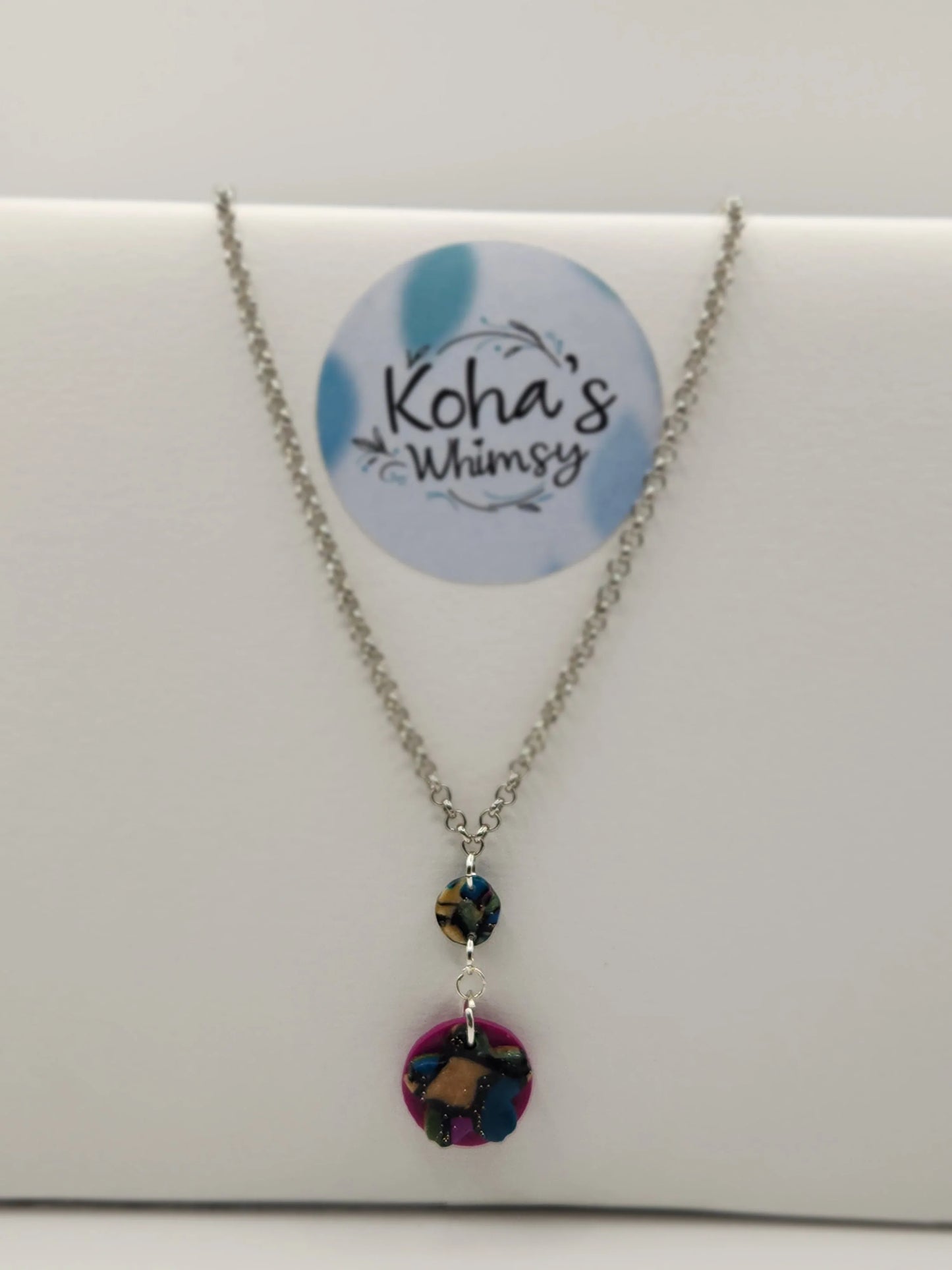 Handmade polymer clay Necklace - Rainbow Fish Blossom Pendant