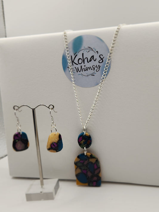 Rainbow Fish Arch Pendant & Upside-down Quadrangle Set