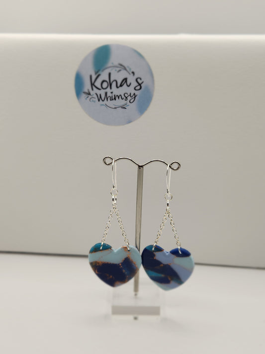 Ocean Vibes Large Heart Dangle Earrings