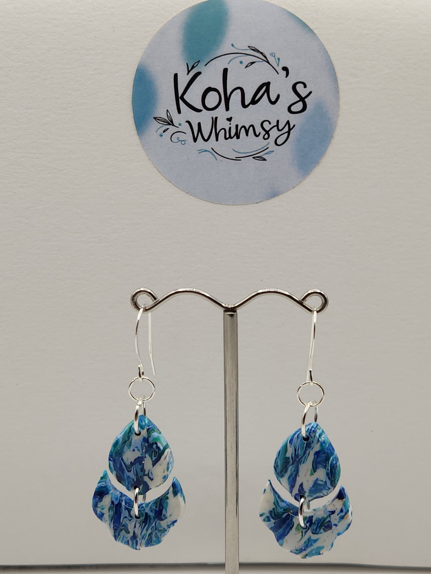 Cerulean Swirl Small Cascading Petal Dangle Earrings