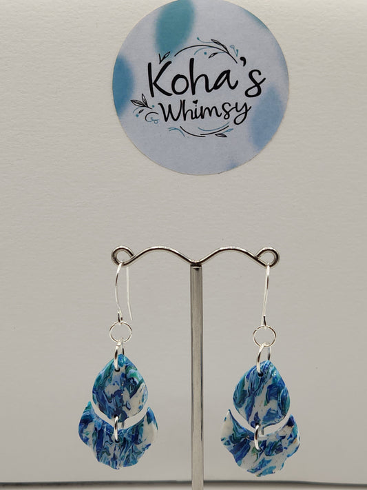 Cerulean Swirl Small Cascading Petal Dangle Earrings