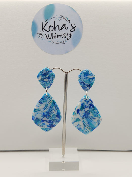 Cerulean Swirl Large Drop Diamond Stud Earrings