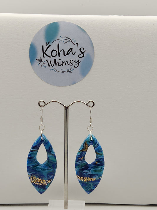 Sea Dreams Large Pointed Ellipse Dangle Earrings