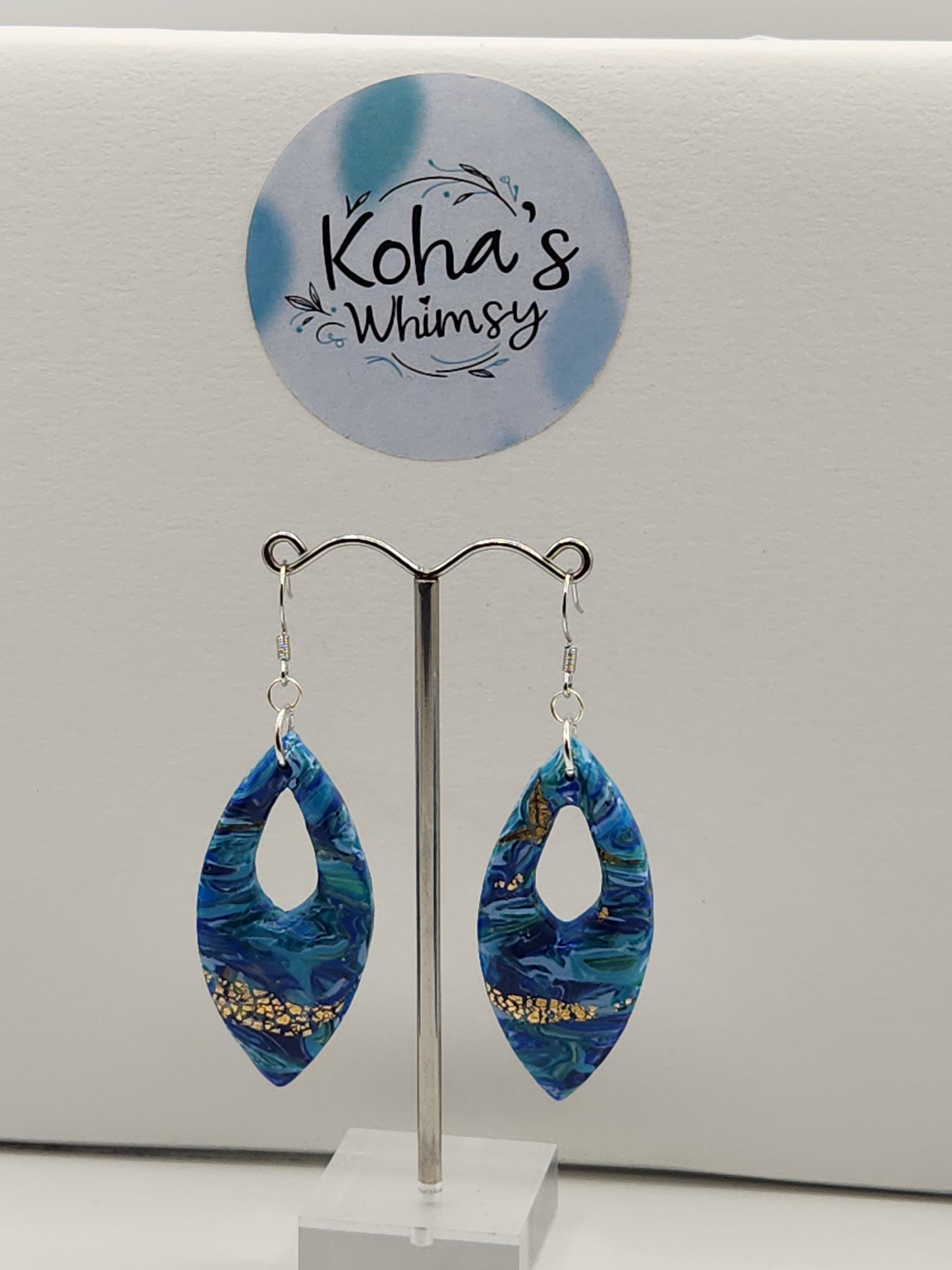 Sea Dreams Large Pointed Ellipse Dangle Earrings