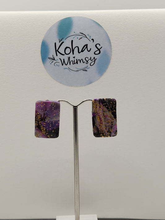 Indigo Shimmer Small Rectangle Stud Earrings