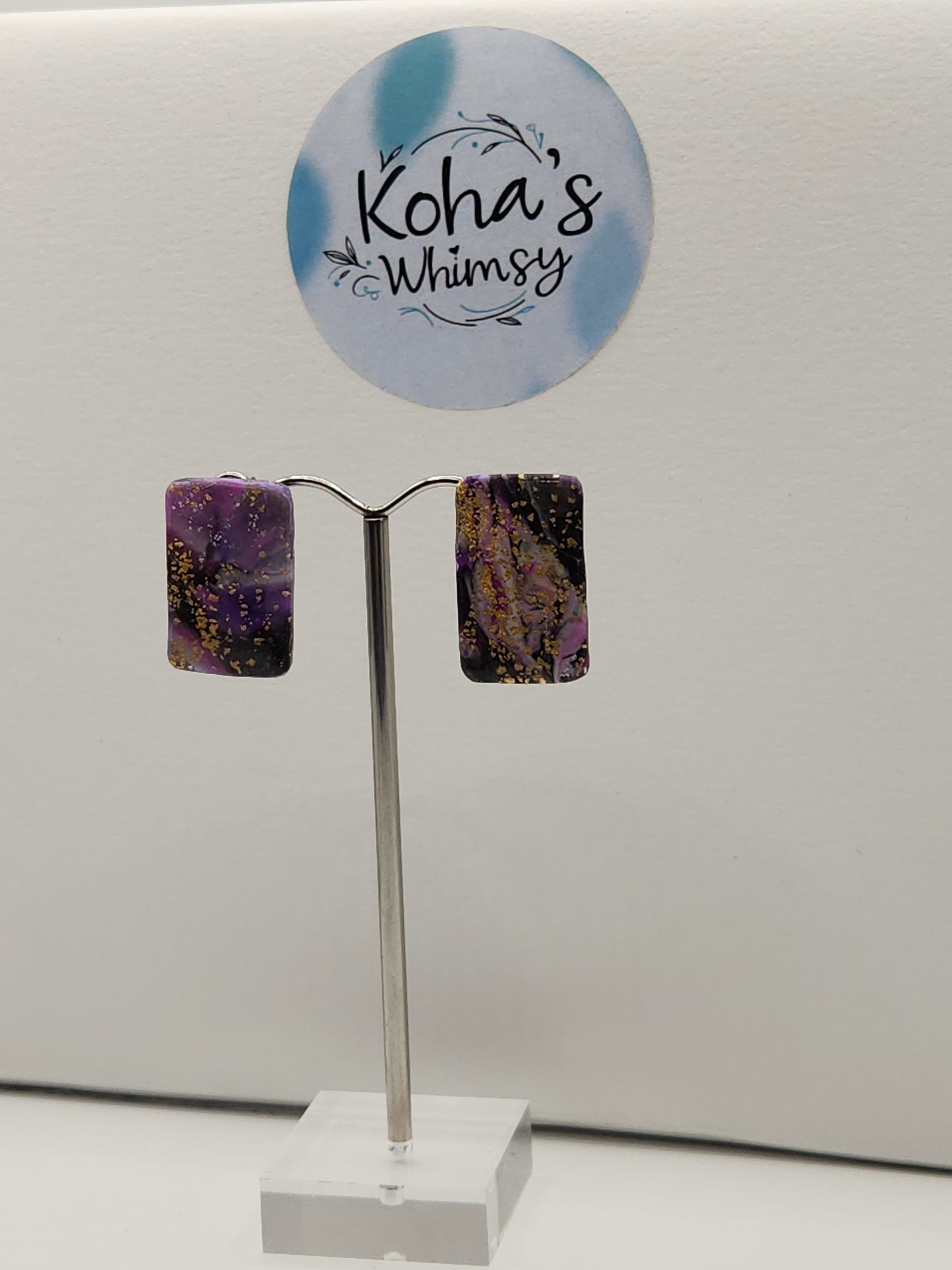 Indigo Shimmer Small Rectangle Stud Earrings