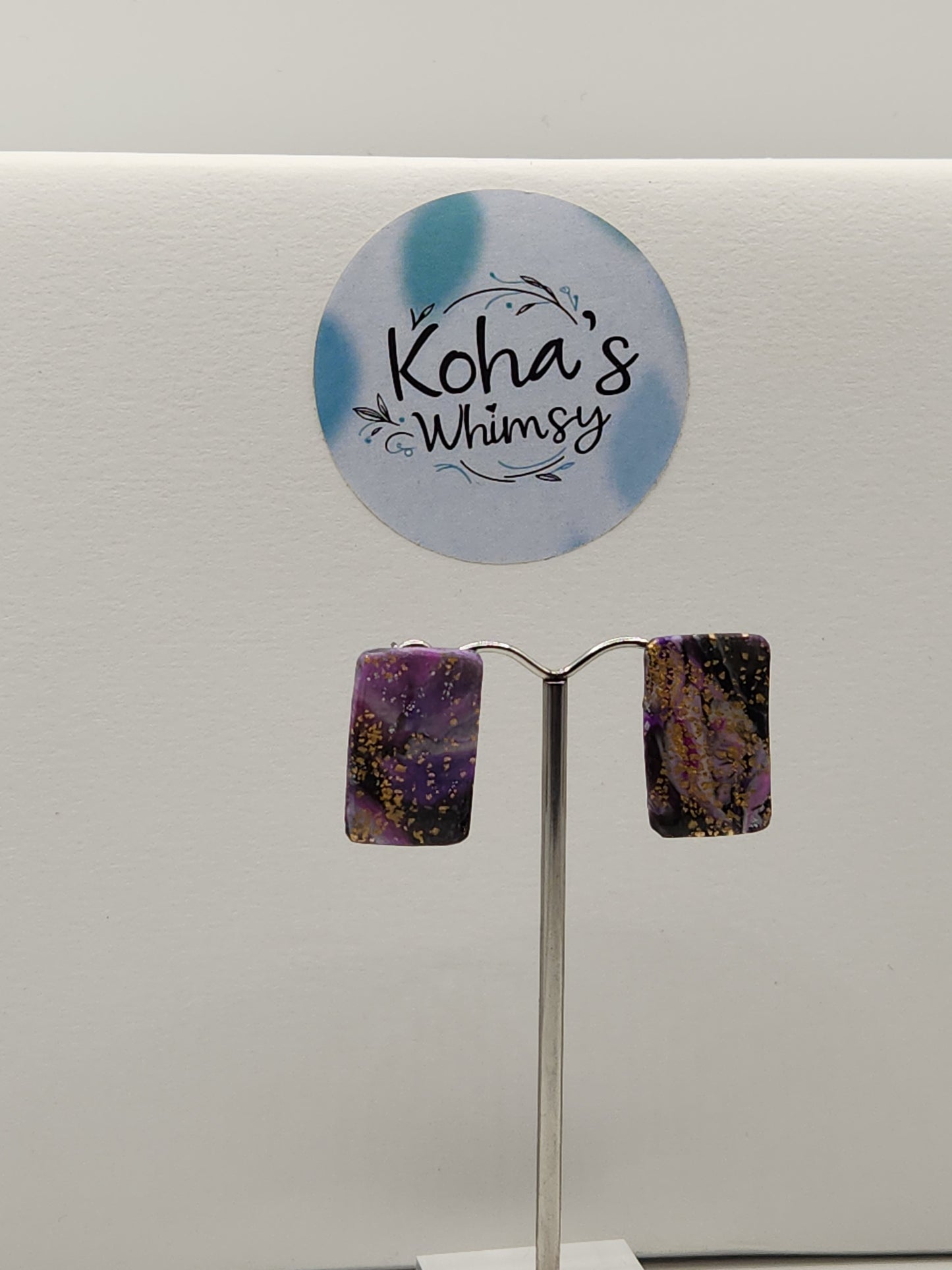 Indigo Shimmer Small Rectangle Stud Earrings