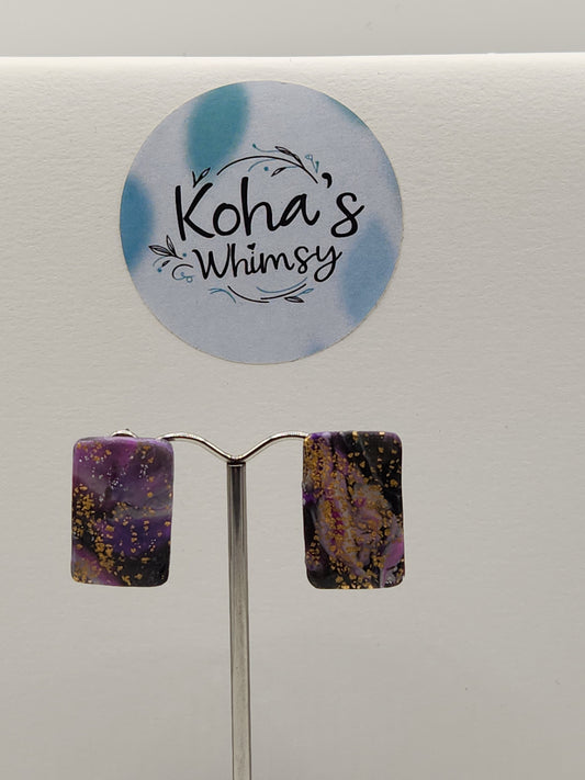 Indigo Shimmer Small Rectangle Stud Earrings