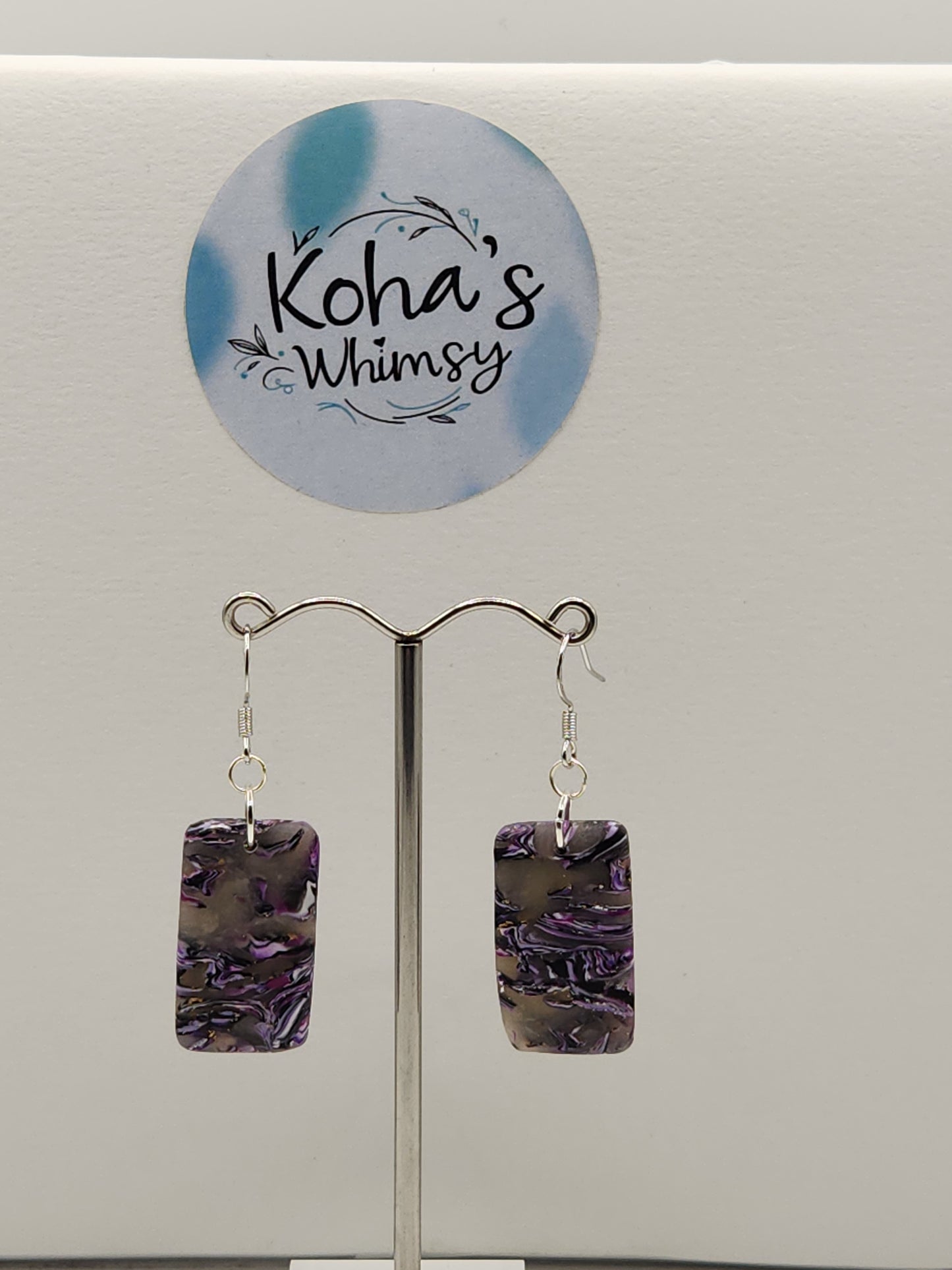 Indigo Shimmer Small Rectangle Dangle Earrings