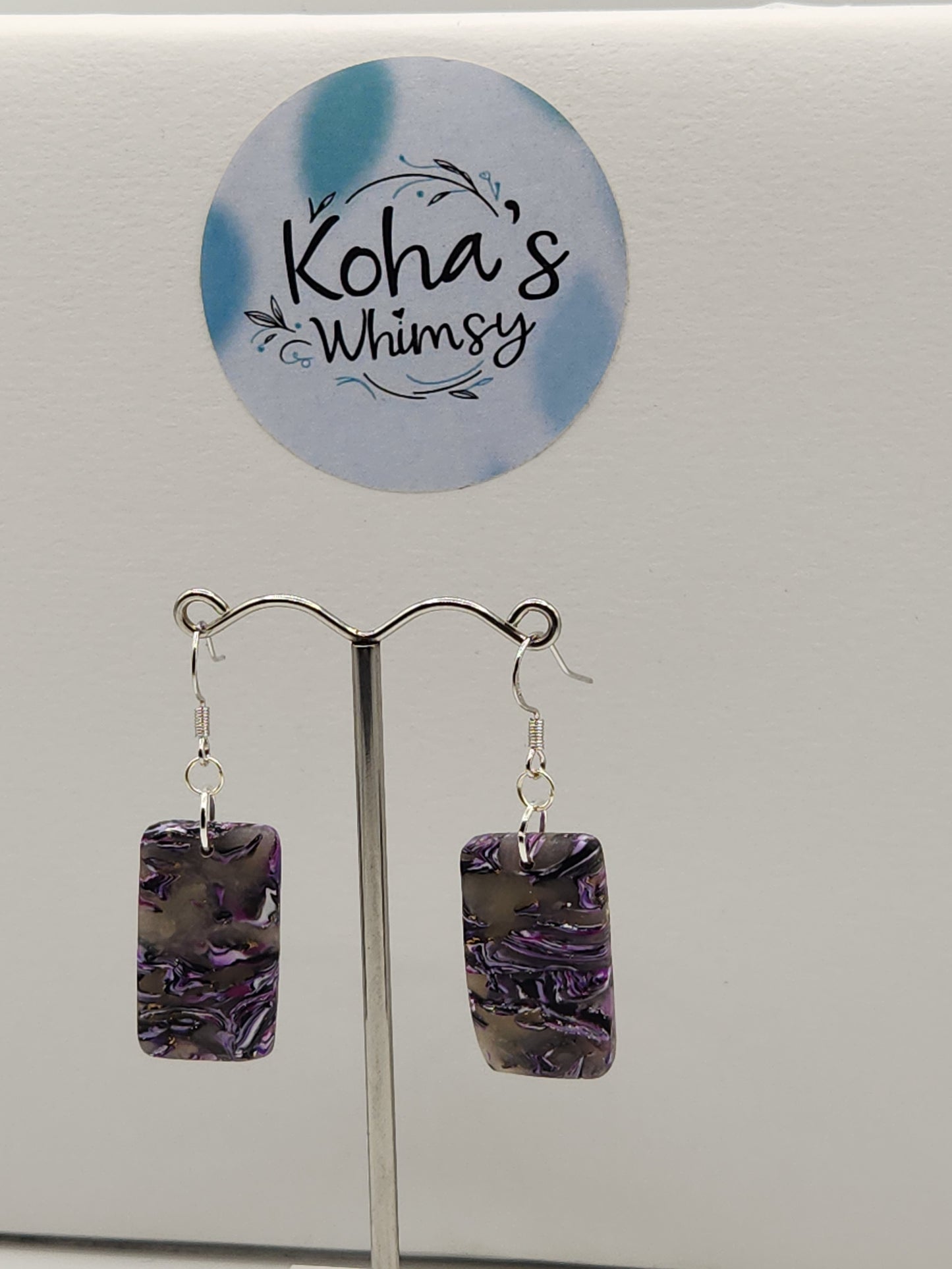 Indigo Shimmer Small Rectangle Dangle Earrings