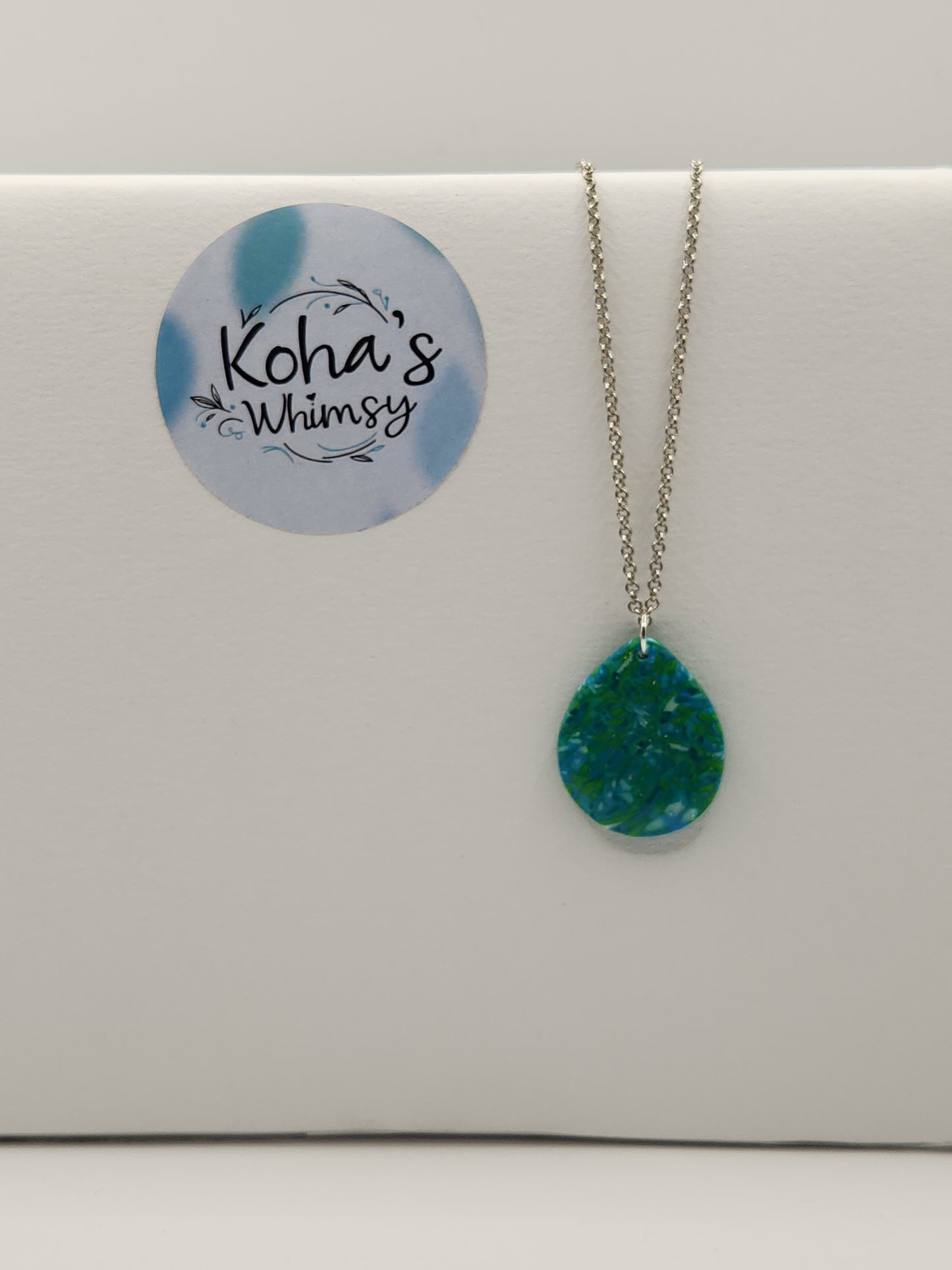 Shades of Green Large Teardrop Necklace