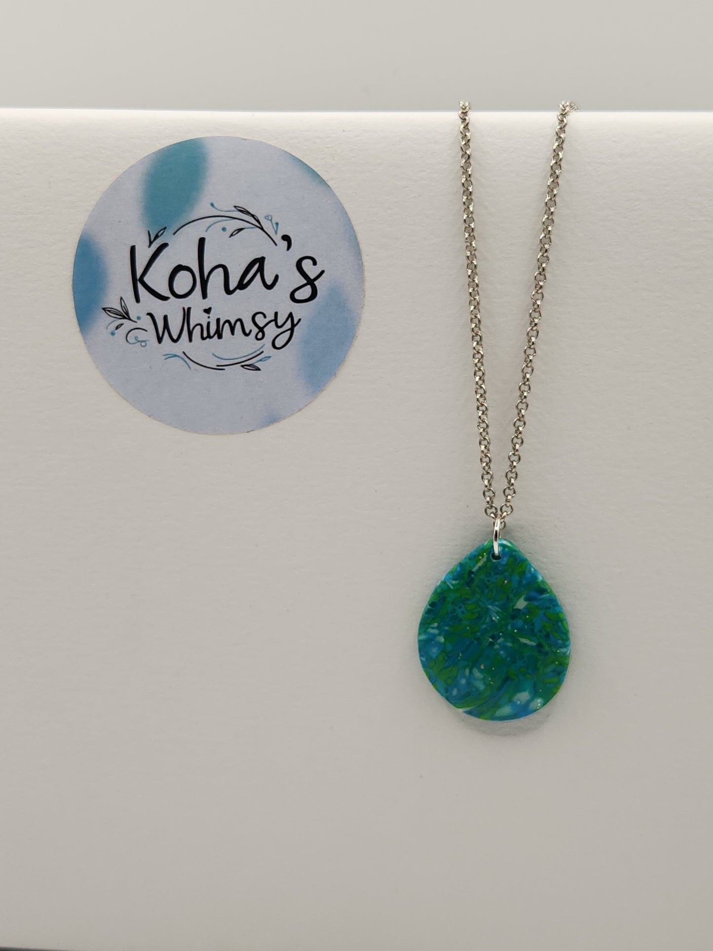 Shades of Green Large Teardrop Necklace