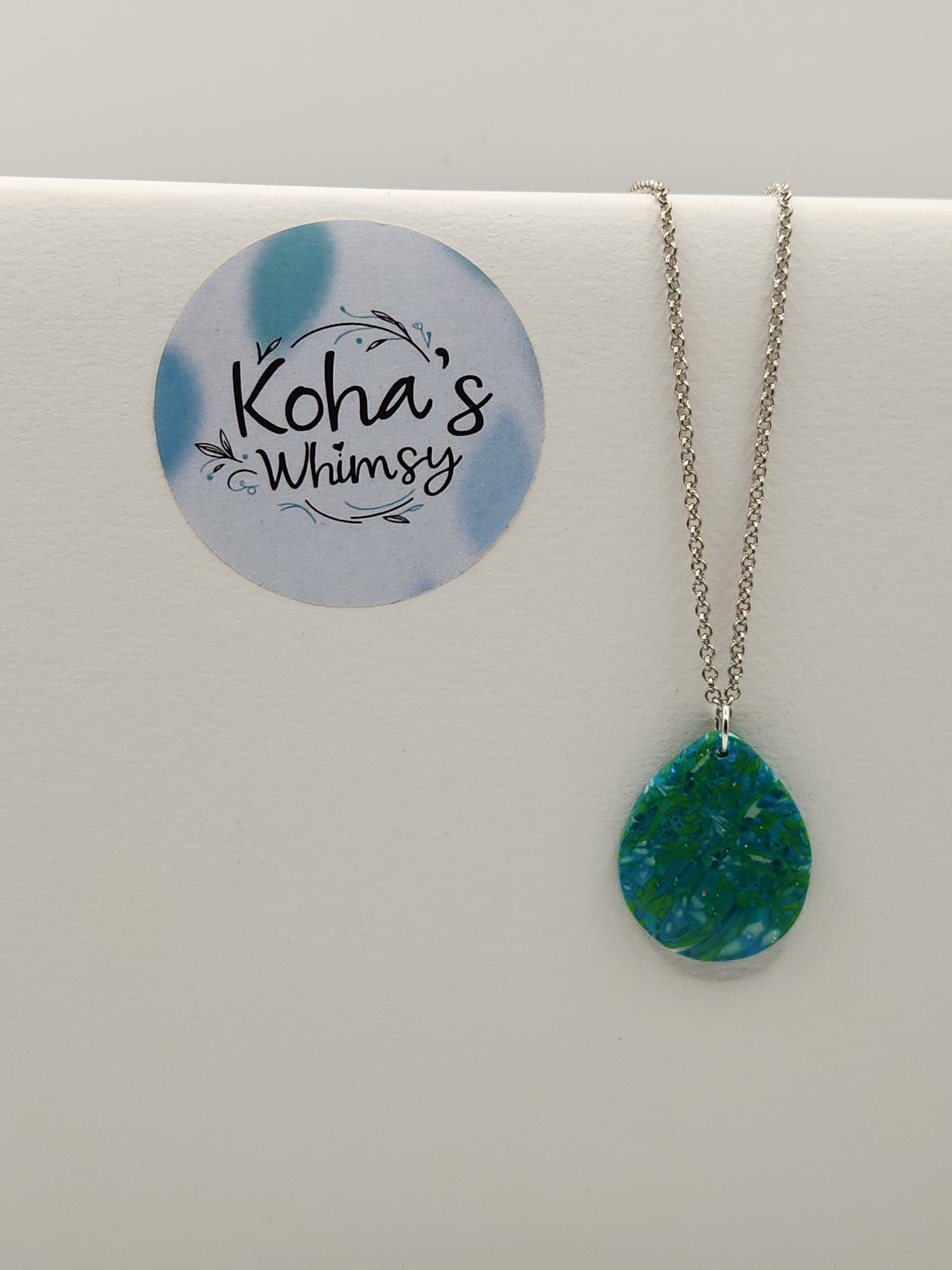 Shades of Green Large Teardrop Necklace