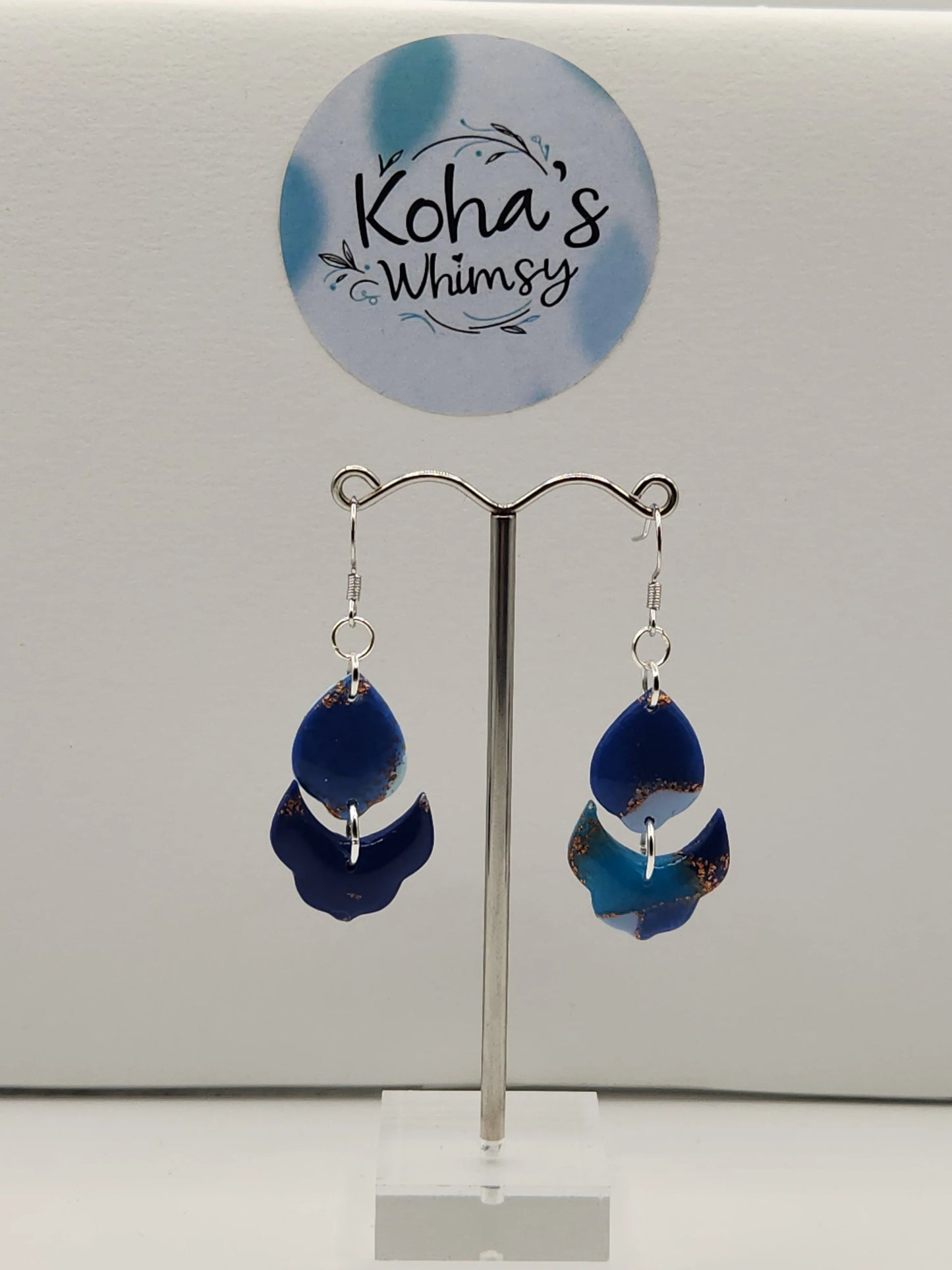 Handmade polymer clay Earrings - Ocean Vibes Small Cascading Petal Dangle Earrings
