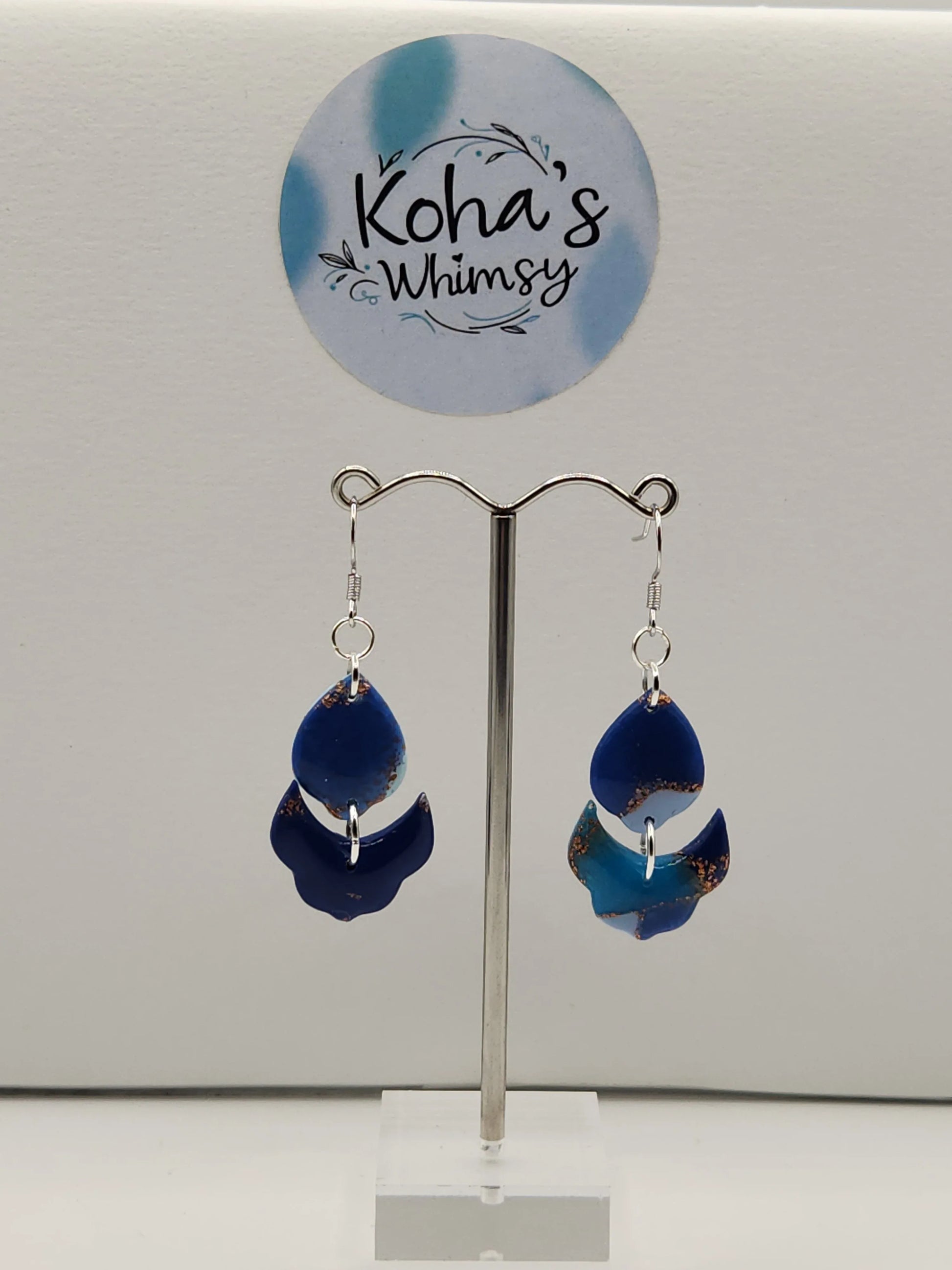 Handmade polymer clay Earrings - Ocean Vibes Small Cascading Petal Dangle Earrings