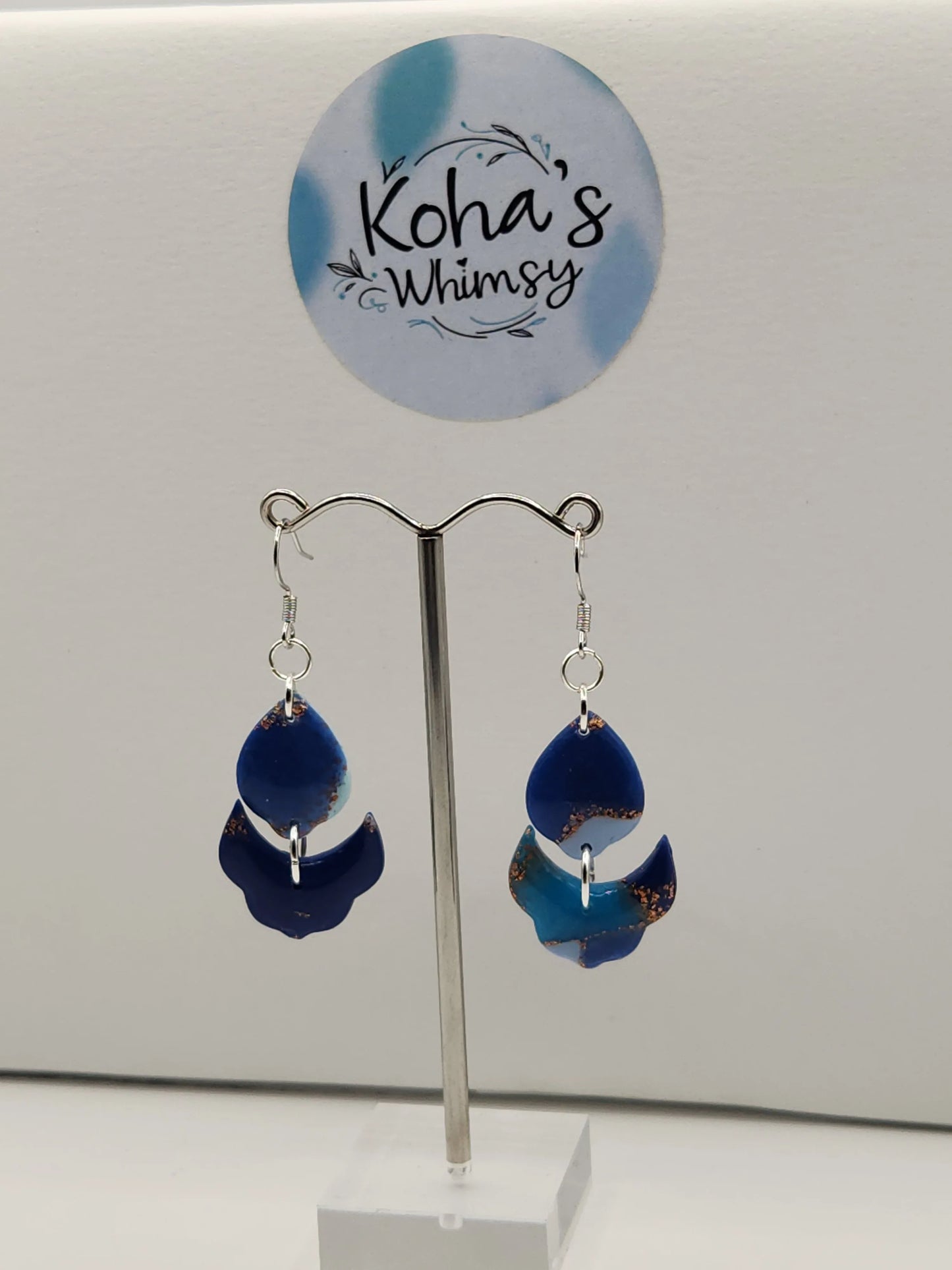 Handmade polymer clay Earrings - Ocean Vibes Small Cascading Petal Dangle Earrings