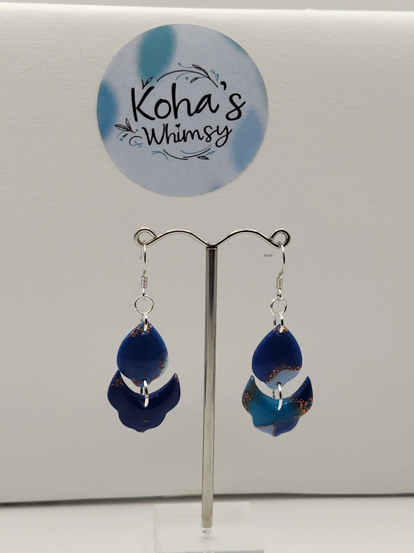 Handmade polymer clay Earrings - Ocean Vibes Small Cascading Petal Dangle Earrings