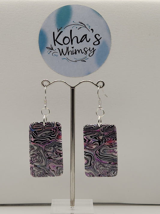 Pale Chaos Large Rectangle Dangle Earrings