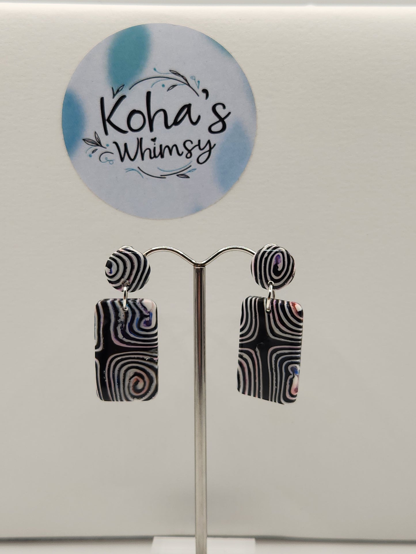 Pale Chaos Small Rectangle Stud Earrings