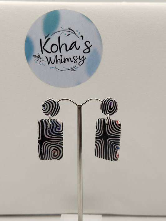 Pale Chaos Small Rectangle Stud Earrings