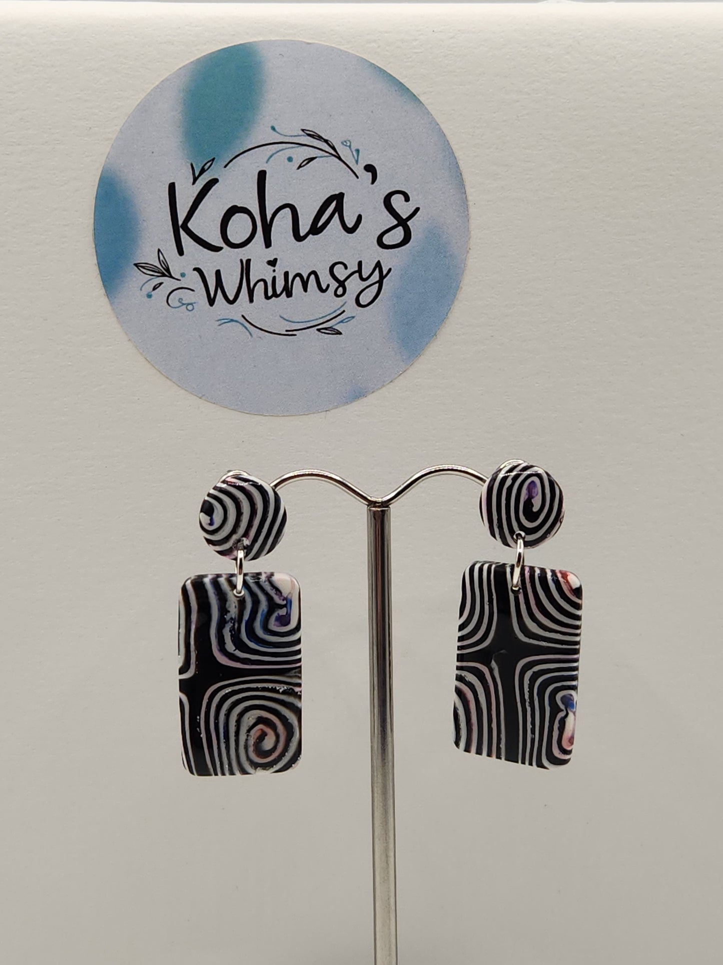 Pale Chaos Small Rectangle Stud Earrings