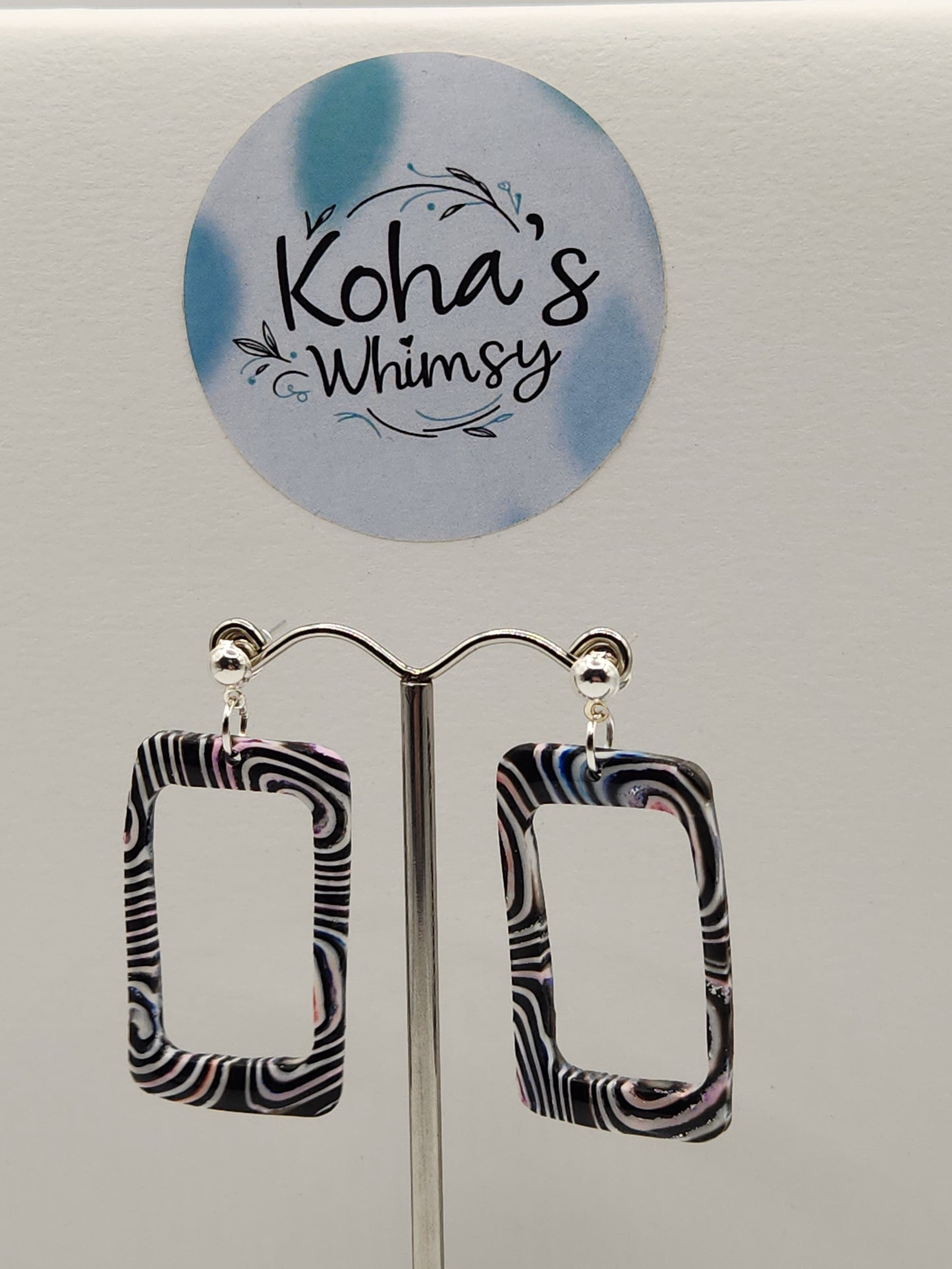 Pale Chaos Large Hollowed Rectangle Stud Earrings