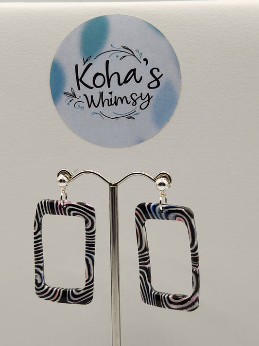 Pale Chaos Large Hollowed Rectangle Stud Earrings