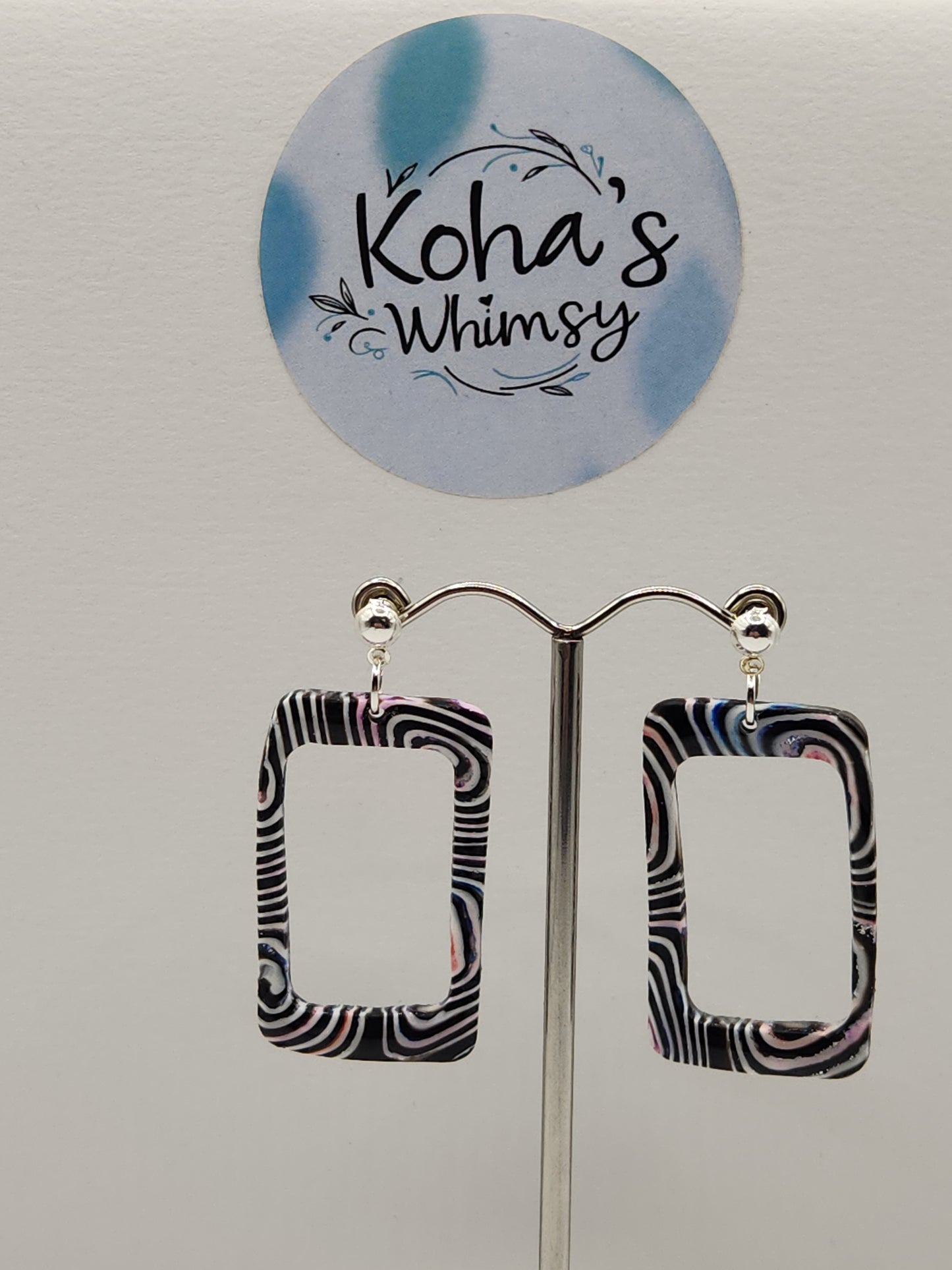 Pale Chaos Large Hollowed Rectangle Stud Earrings