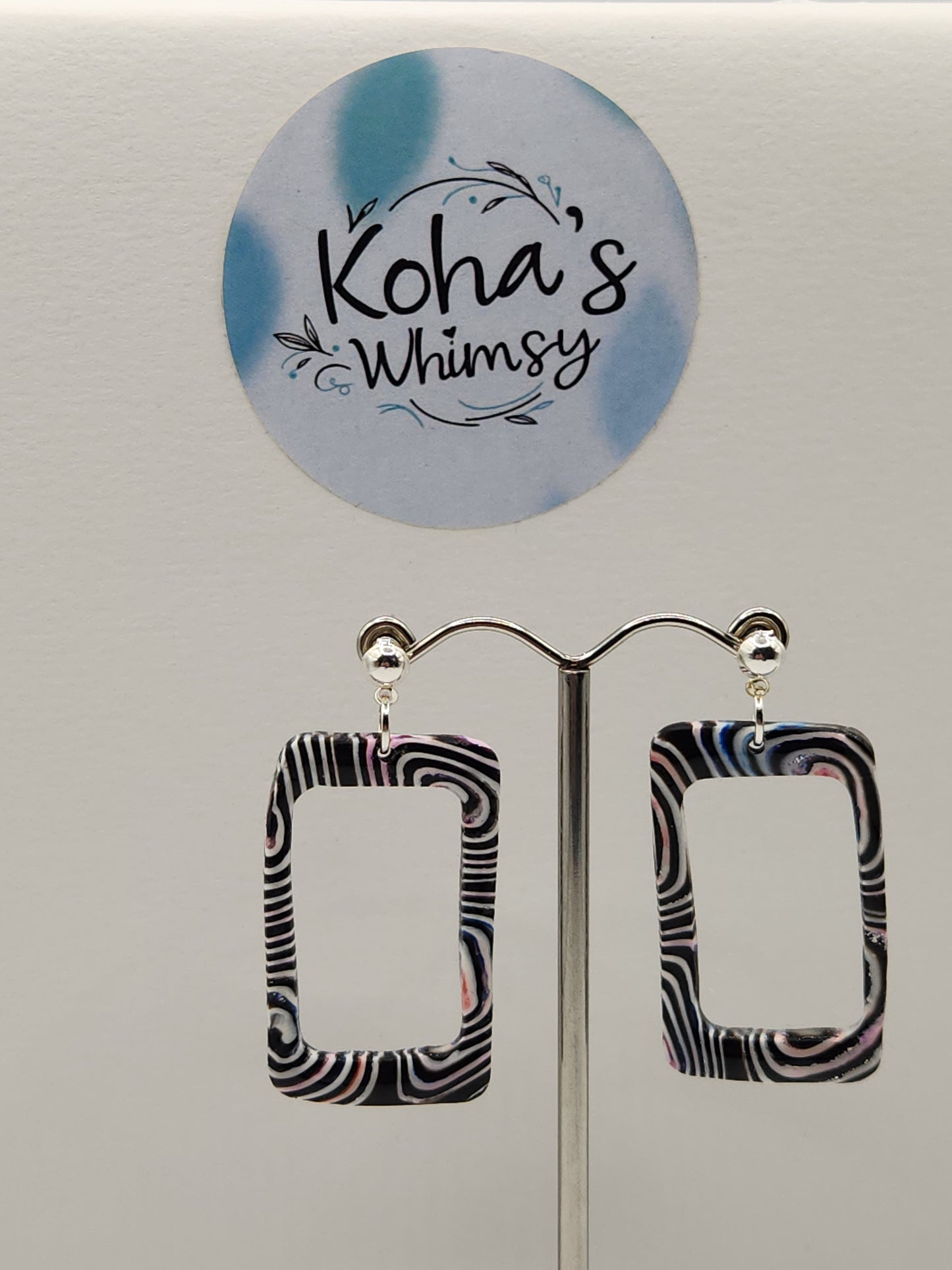 Pale Chaos Large Hollowed Rectangle Stud Earrings