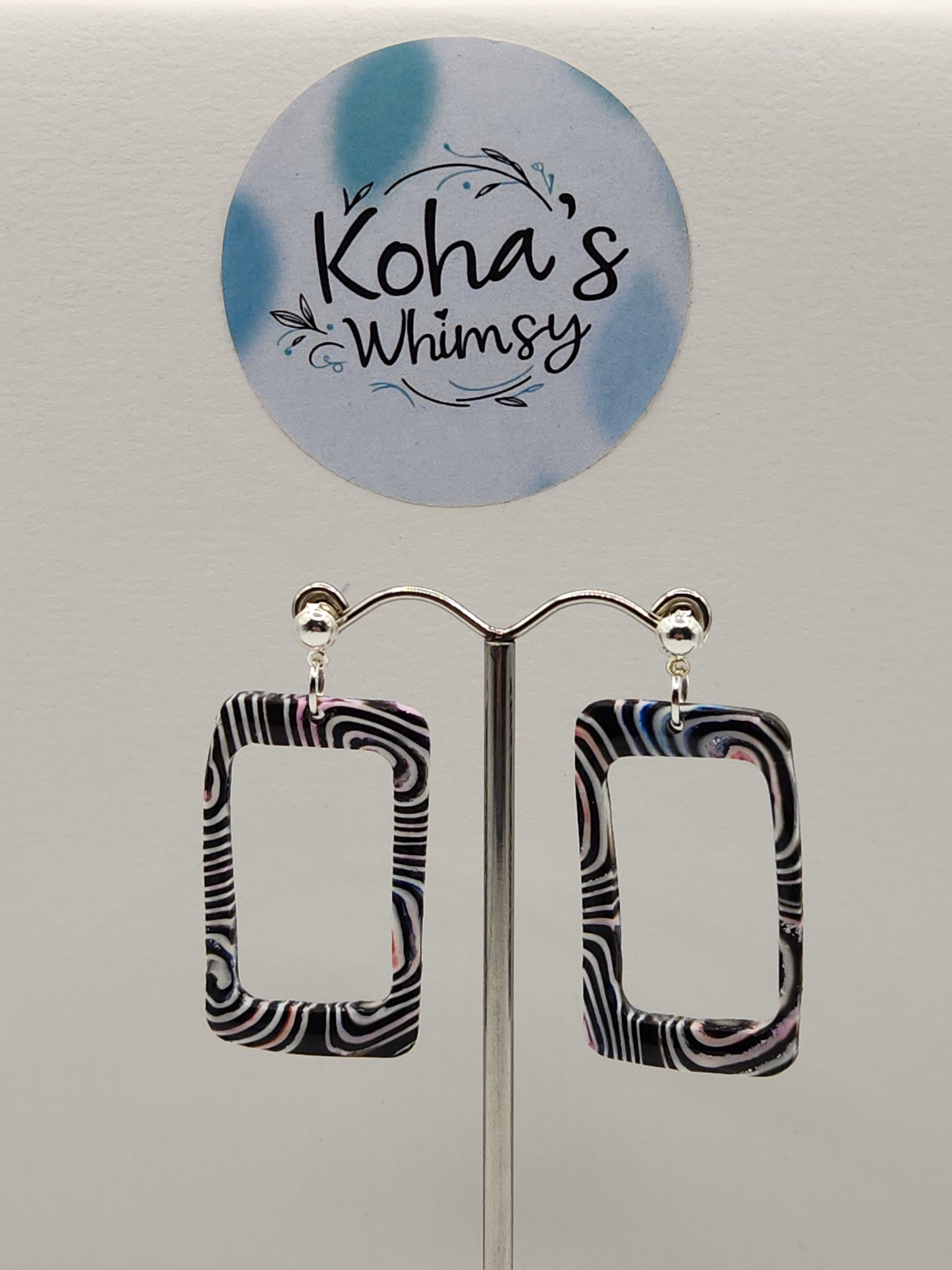 Pale Chaos Large Hollowed Rectangle Stud Earrings