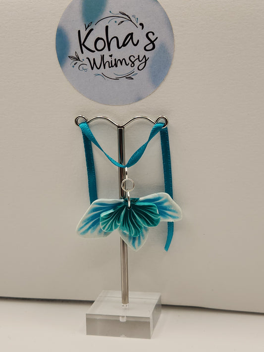 Teal Leaves Large Pendant