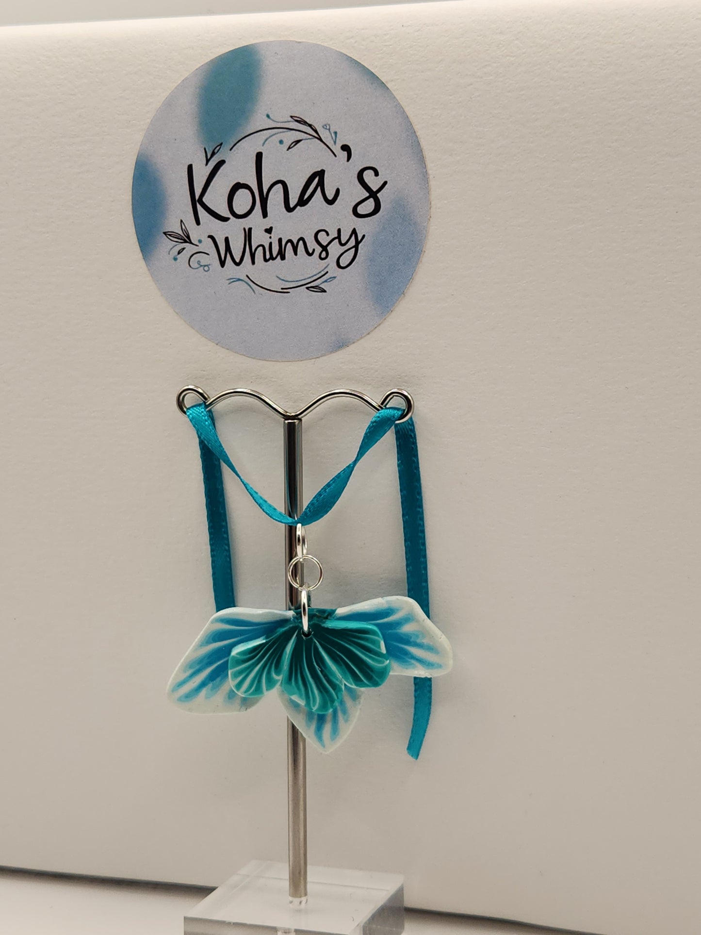 Teal Leaves Large Pendant