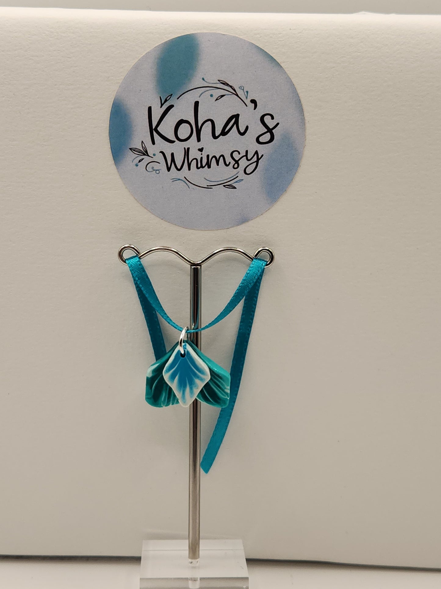 Teal Leaves Small Pendant