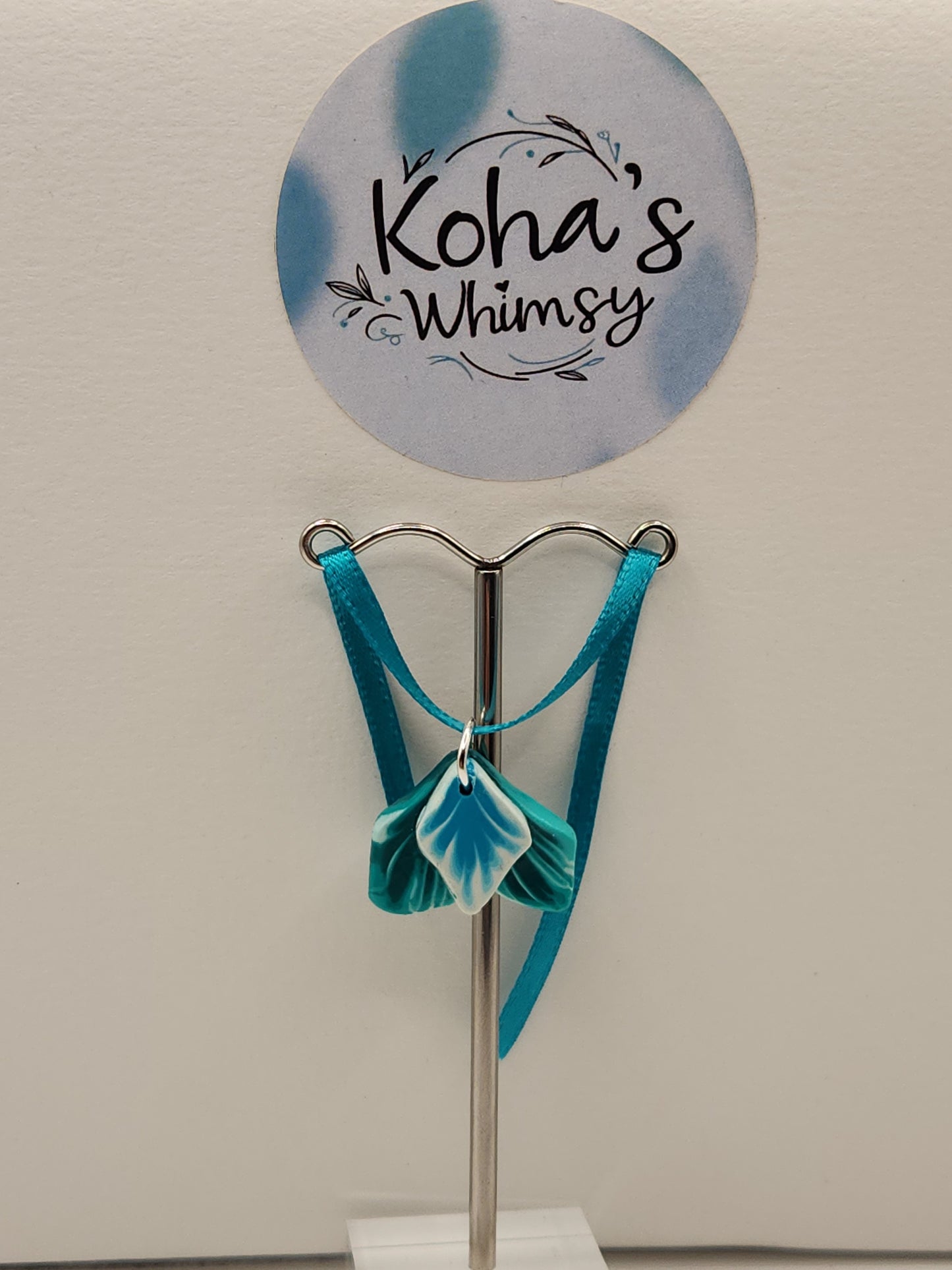 Teal Leaves Small Pendant