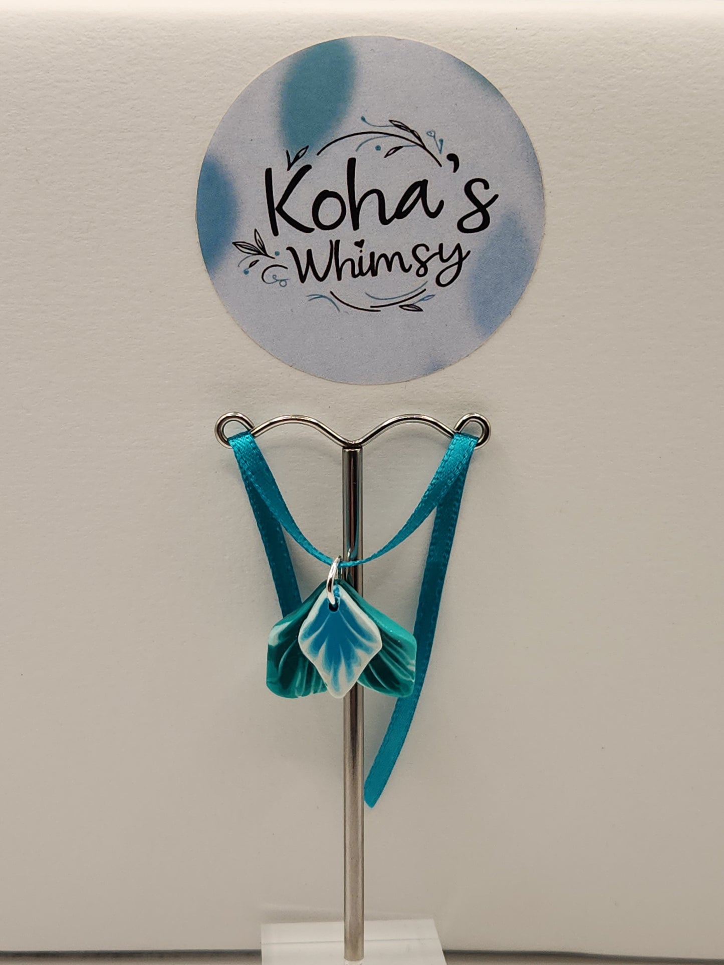 Teal Leaves Small Pendant