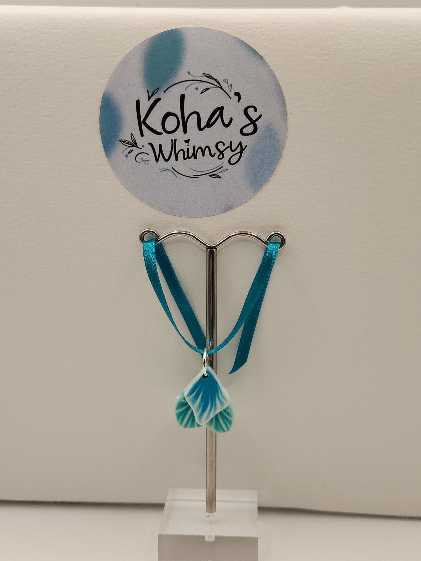 Teal Leaves Small Pendant