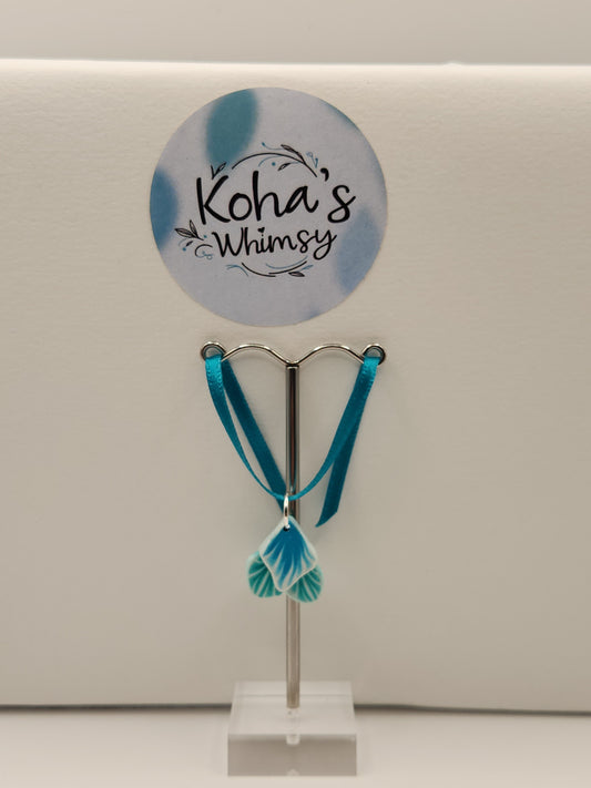 Teal Leaves Small Pendant