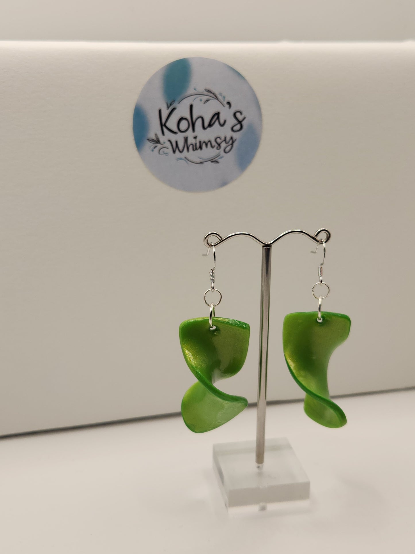 Lime Twirl Dangle Earrings