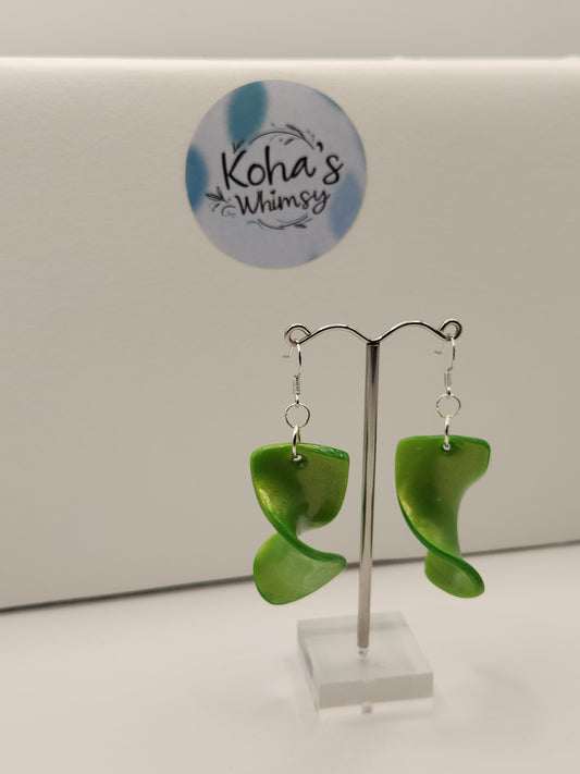 Lime Twirl Dangle Earrings