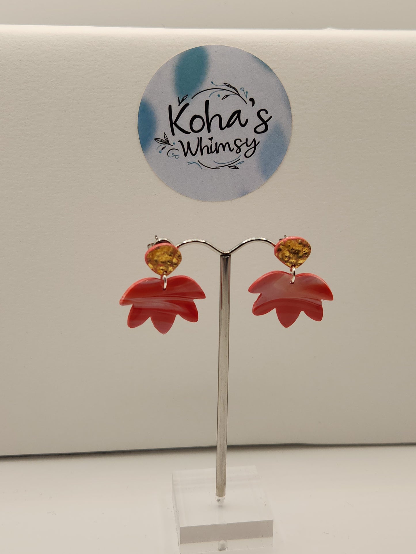 Raspberry & Cream Medium Lotas Bloom Stud Earrings