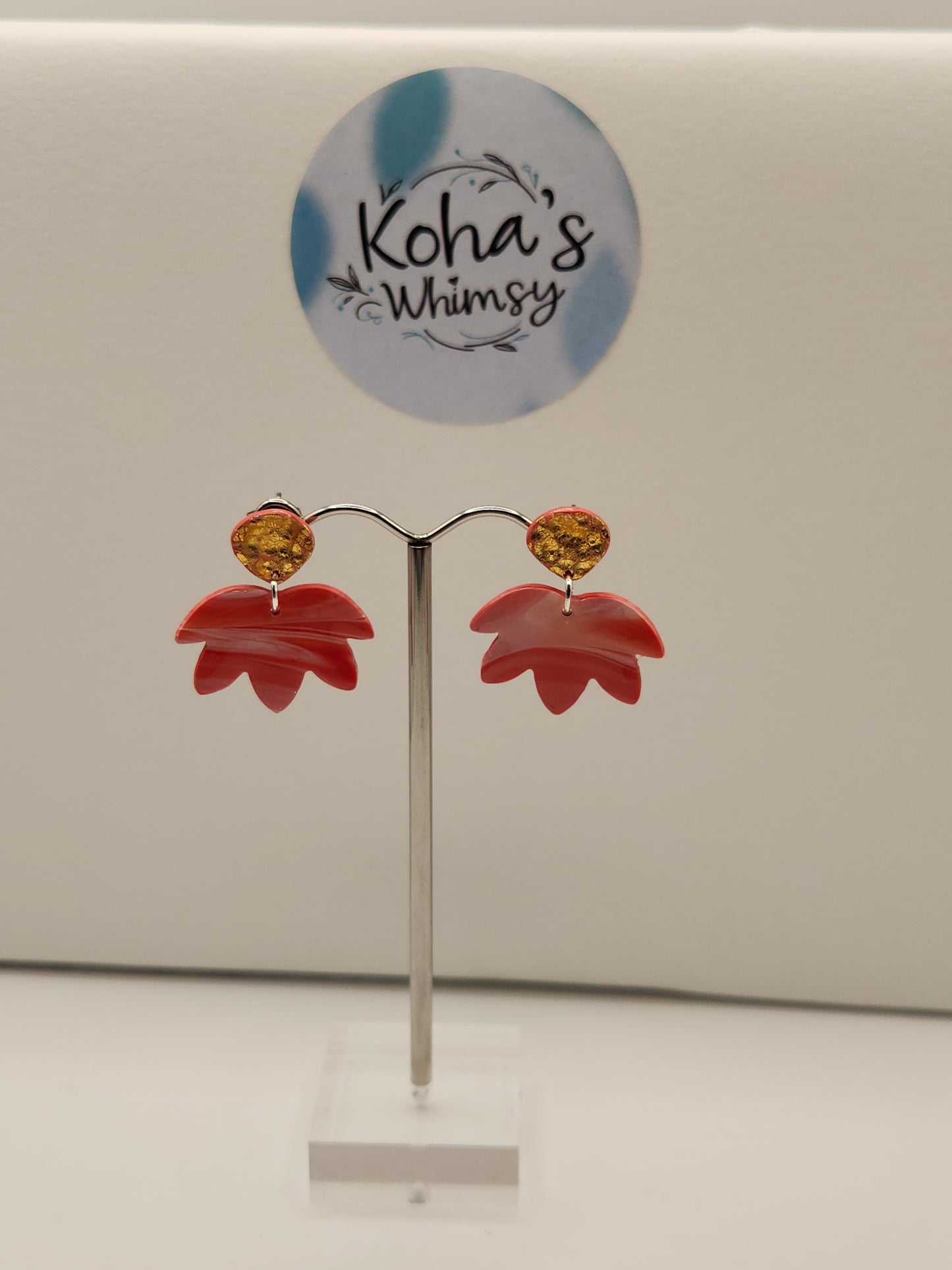 Raspberry & Cream Medium Lotas Bloom Stud Earrings